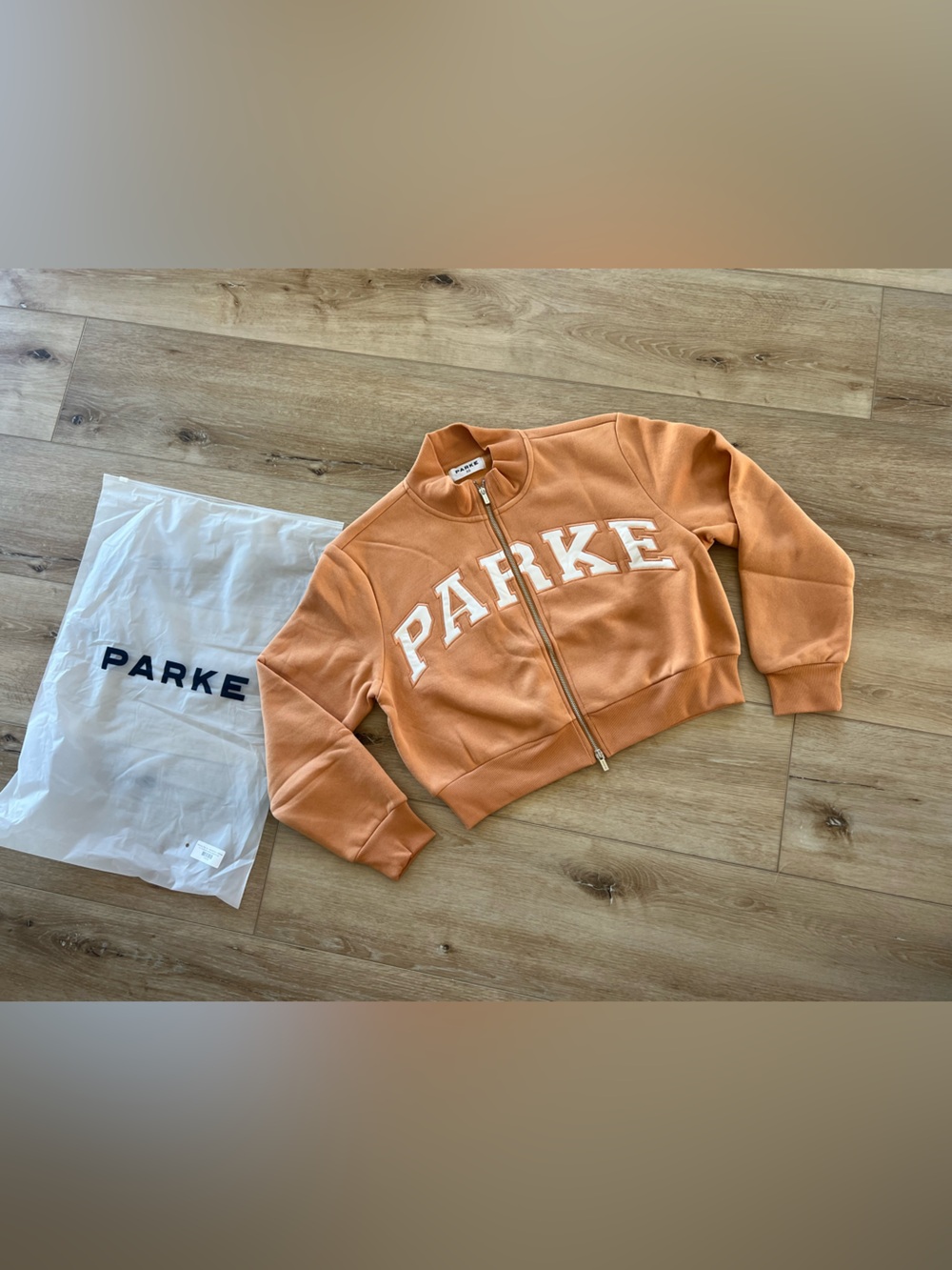 NWT Parke Limited Edition Zip Up Varsity Mockneck in Butterum